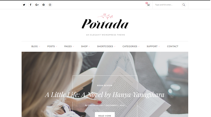 Portada - Elegant Blog Blogging WordPress Theme