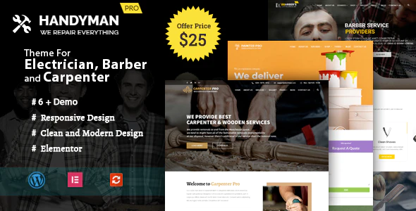 Handyman -  WordPress Theme for Electrician, Barber, Carpenter Services
