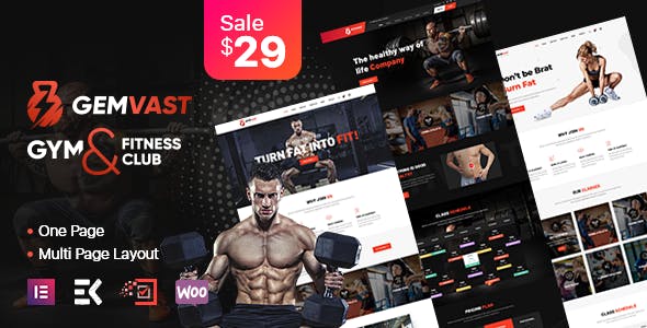 Gemvast - Gym Fitness Club Multipage, Onepage WordPress Theme
