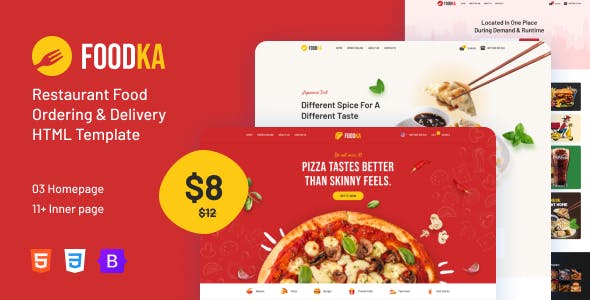 Foodka - Restaurant Food Ordering & Delivery HTML Template