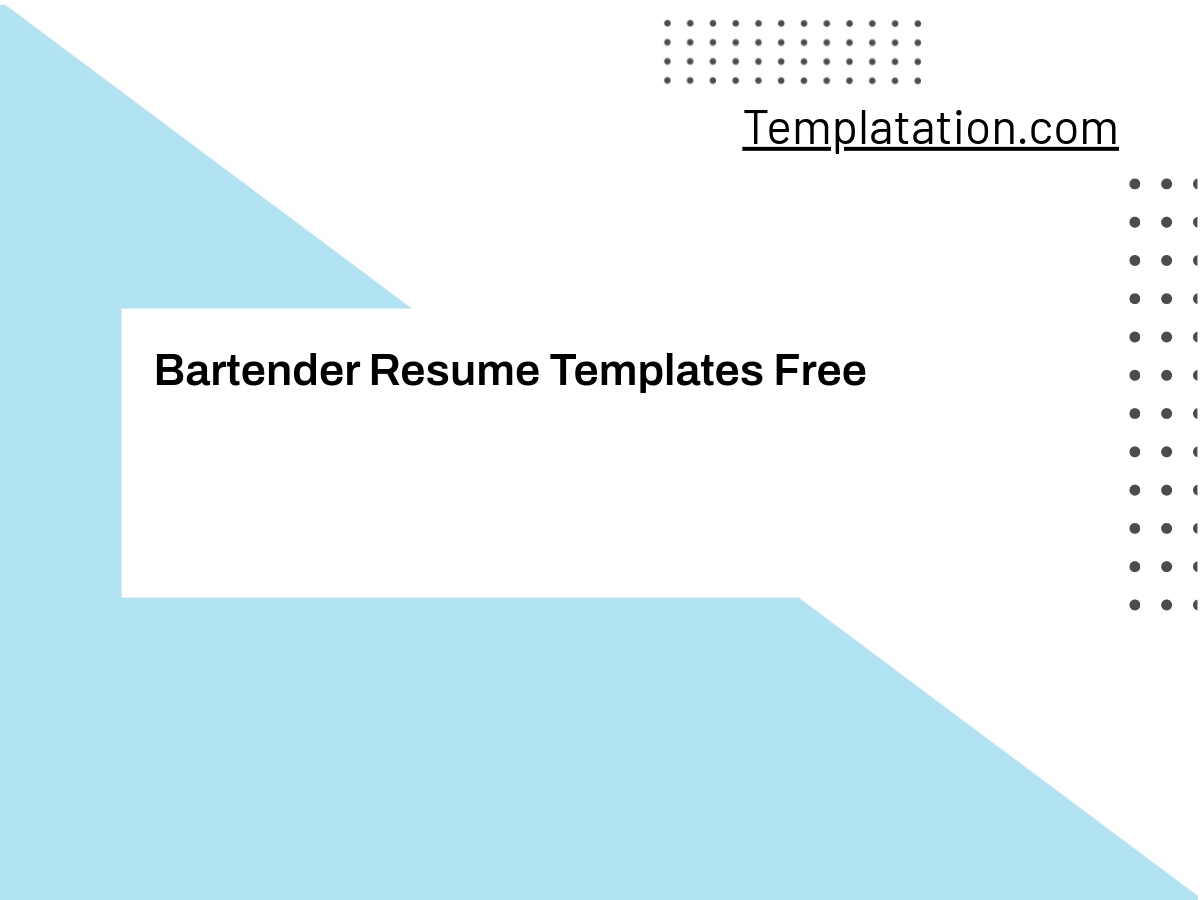Bartender Resume Templates Free