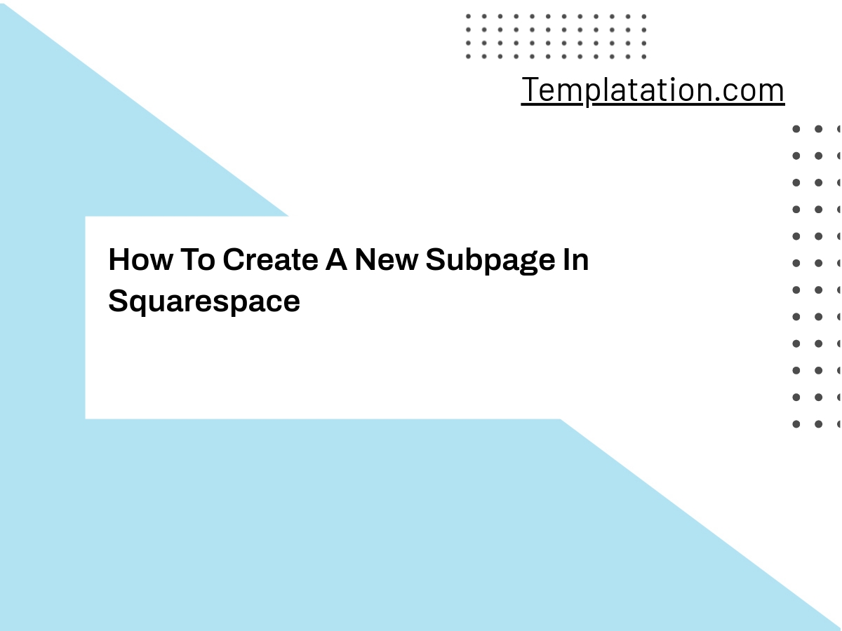 How To Create A New Subpage In Squarespace