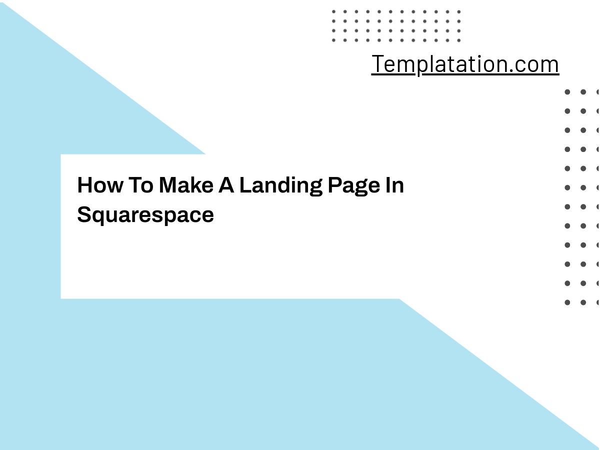 How To Make A Landing Page In Squarespace