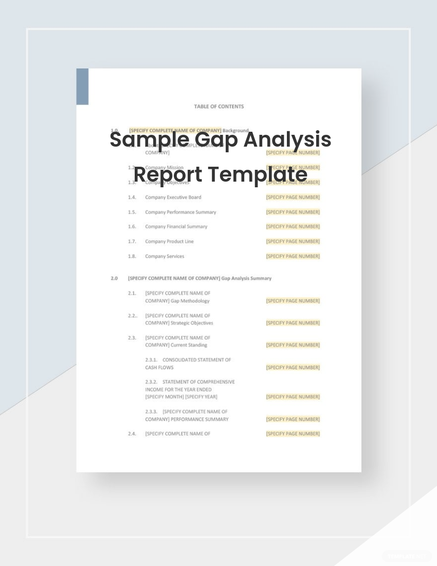 Sample Gap Analysis Report Template Free Download