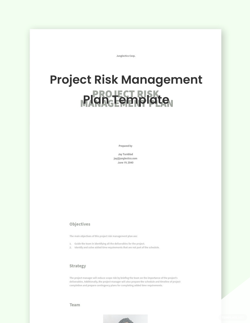 Project Risk Management Plan Template Free Download