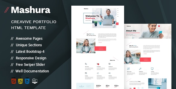 Mashura - Single Portfolio HTML Template