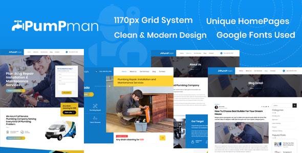 PumpMan – Plumber Website HTML Template